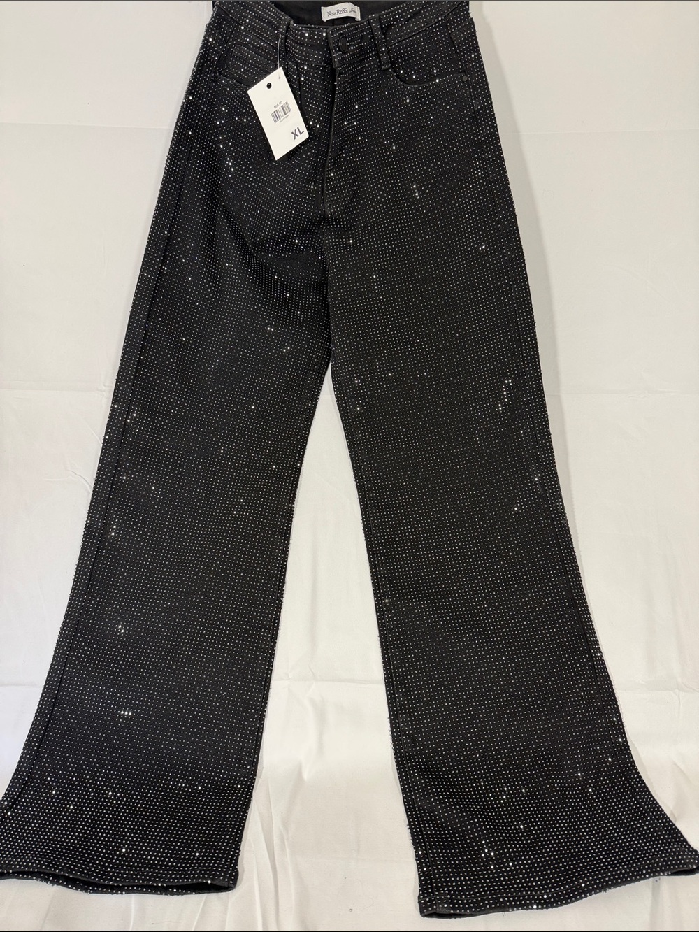 Nina Rossi Women's Black Embellished Wide-Leg Jeans
